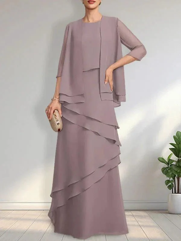 Sheath Scoop Floor-Length Chiffon Mother of the Bride Dress - Image 13