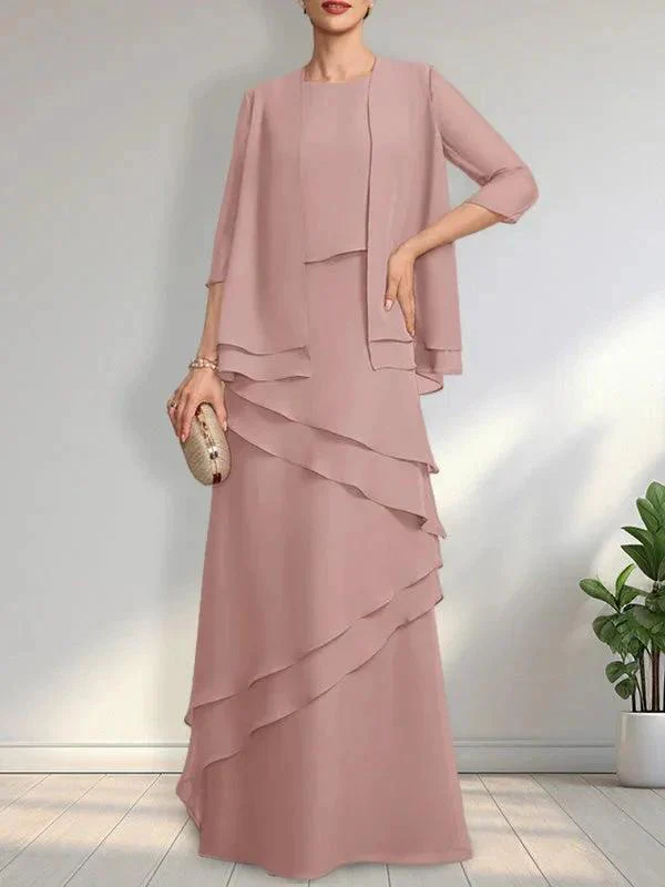 Sheath Scoop Floor-Length Chiffon Mother of the Bride Dress - Image 14