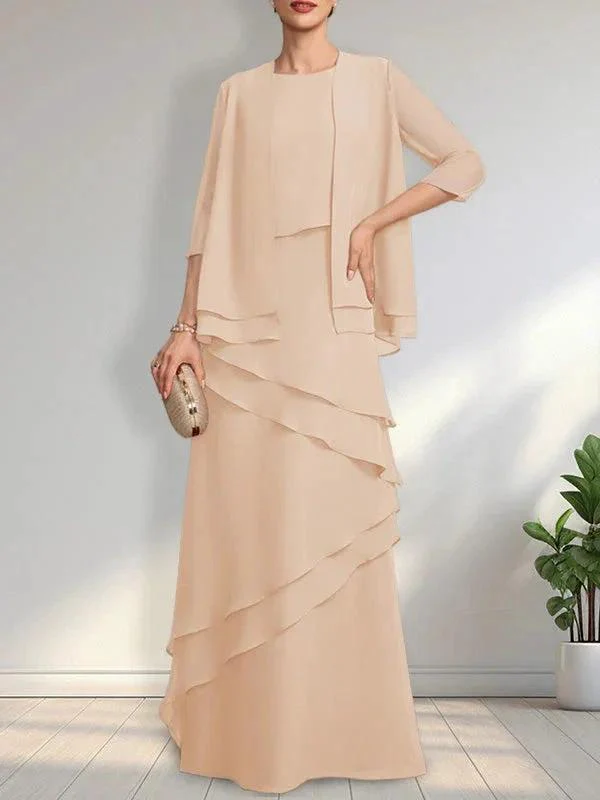 Sheath Scoop Floor-Length Chiffon Mother of the Bride Dress - Image 15