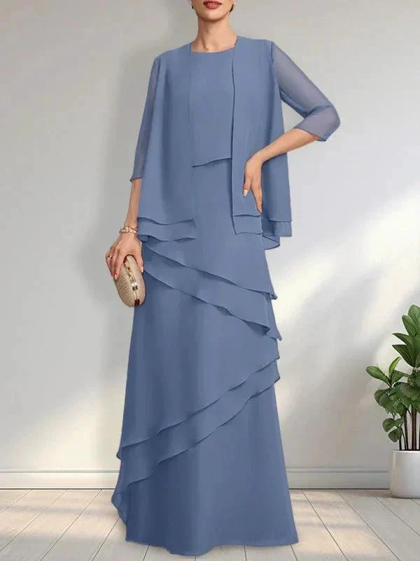 Sheath Scoop Floor-Length Chiffon Mother of the Bride Dress - Image 18