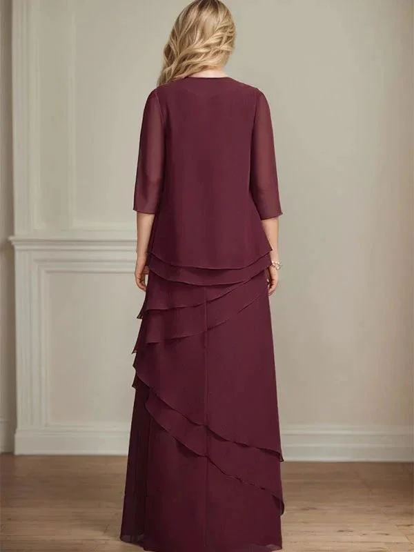 Sheath Scoop Floor-Length Chiffon Mother of the Bride Dress - Image 2