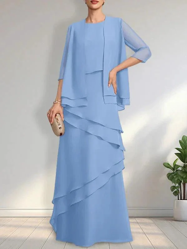 Sheath Scoop Floor-Length Chiffon Mother of the Bride Dress - Image 20