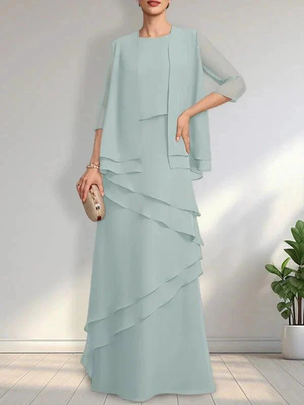 Sheath Scoop Floor-Length Chiffon Mother of the Bride Dress - Image 22