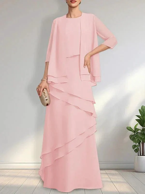 Sheath Scoop Floor-Length Chiffon Mother of the Bride Dress - Image 23