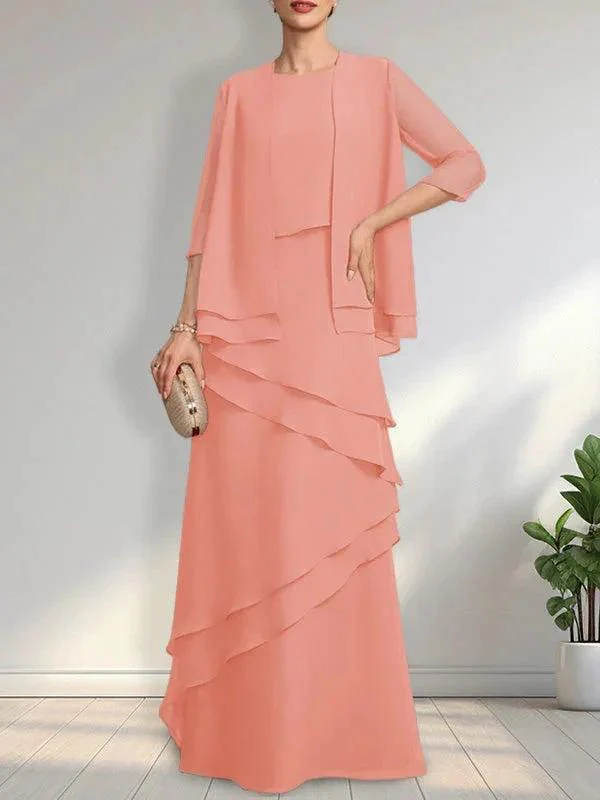 Sheath Scoop Floor-Length Chiffon Mother of the Bride Dress - Image 24