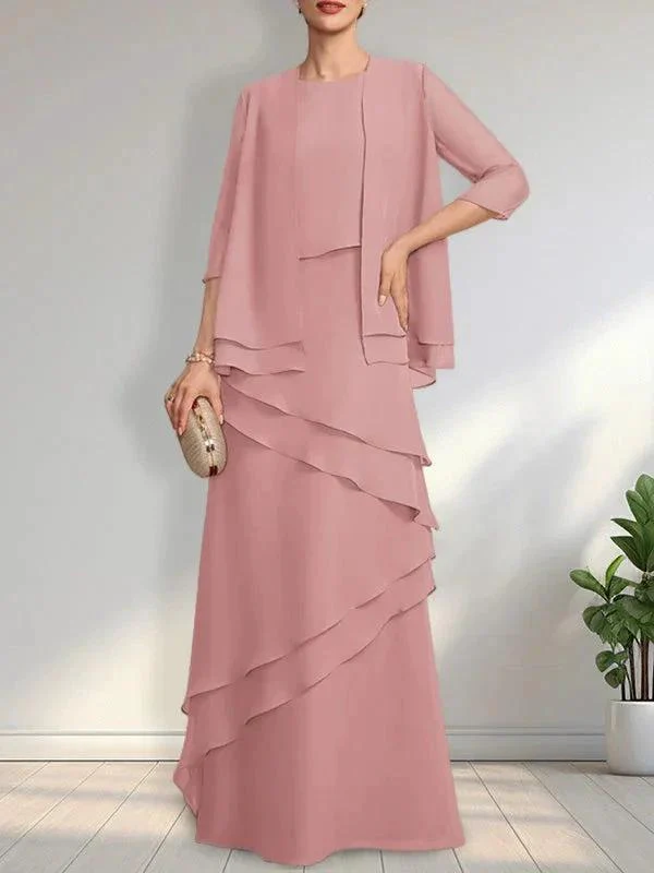 Sheath Scoop Floor-Length Chiffon Mother of the Bride Dress - Image 25