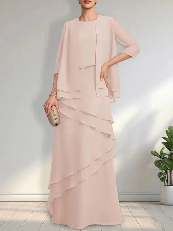 Sheath Scoop Floor-Length Chiffon Mother of the Bride Dress - Image 26
