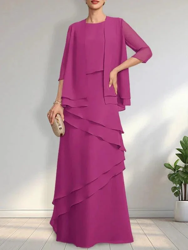 Sheath Scoop Floor-Length Chiffon Mother of the Bride Dress - Image 27