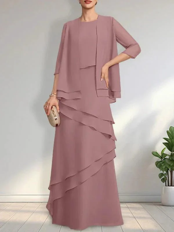 Sheath Scoop Floor-Length Chiffon Mother of the Bride Dress - Image 30