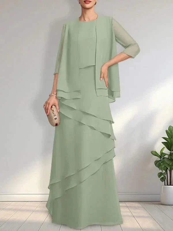 Sheath Scoop Floor-Length Chiffon Mother of the Bride Dress - Image 32