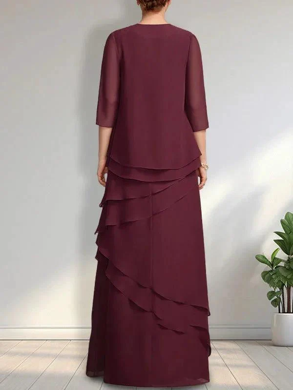 Sheath Scoop Floor-Length Chiffon Mother of the Bride Dress - Image 4