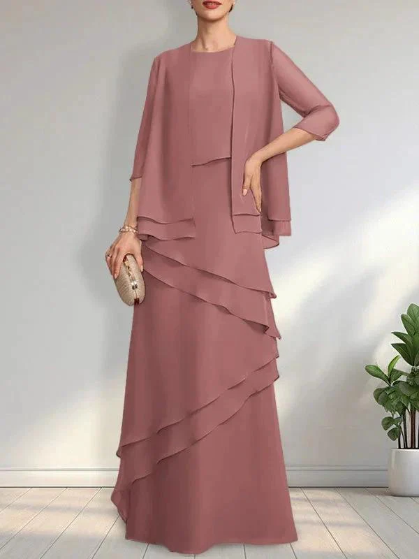 Sheath Scoop Floor-Length Chiffon Mother of the Bride Dress - Image 5