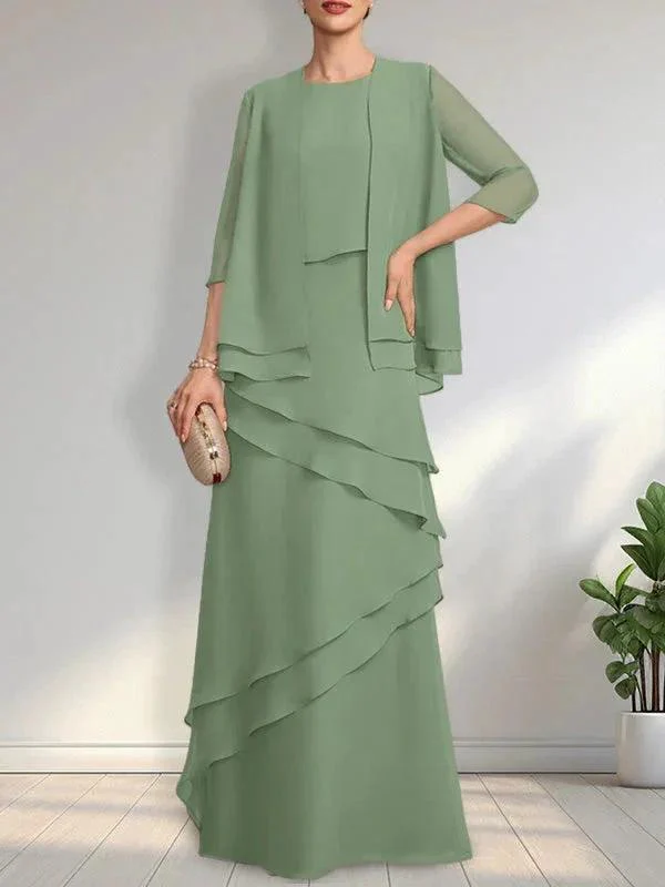Sheath Scoop Floor-Length Chiffon Mother of the Bride Dress - Image 6