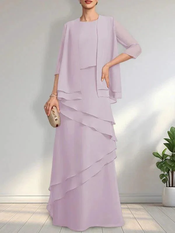 Sheath Scoop Floor-Length Chiffon Mother of the Bride Dress - Image 7