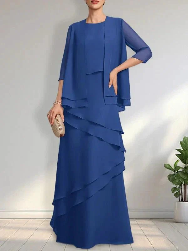 Sheath Scoop Floor-Length Chiffon Mother of the Bride Dress - Image 8