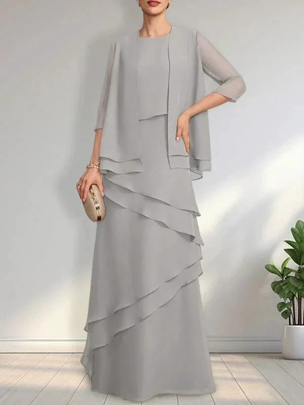 Sheath Scoop Floor-Length Chiffon Mother of the Bride Dress - Image 9
