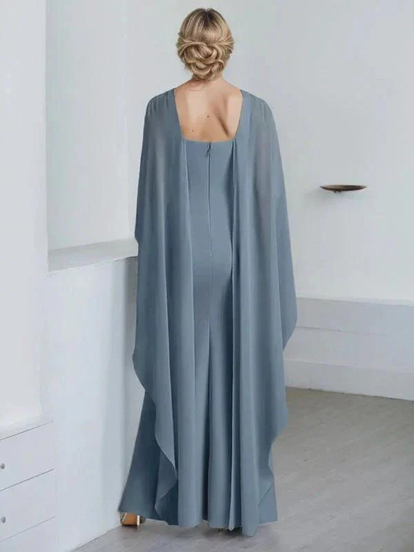Sheath Scoop Floor-Length Chiffon Mother of the Bride Dress With Cascading Ruffles - Image 10