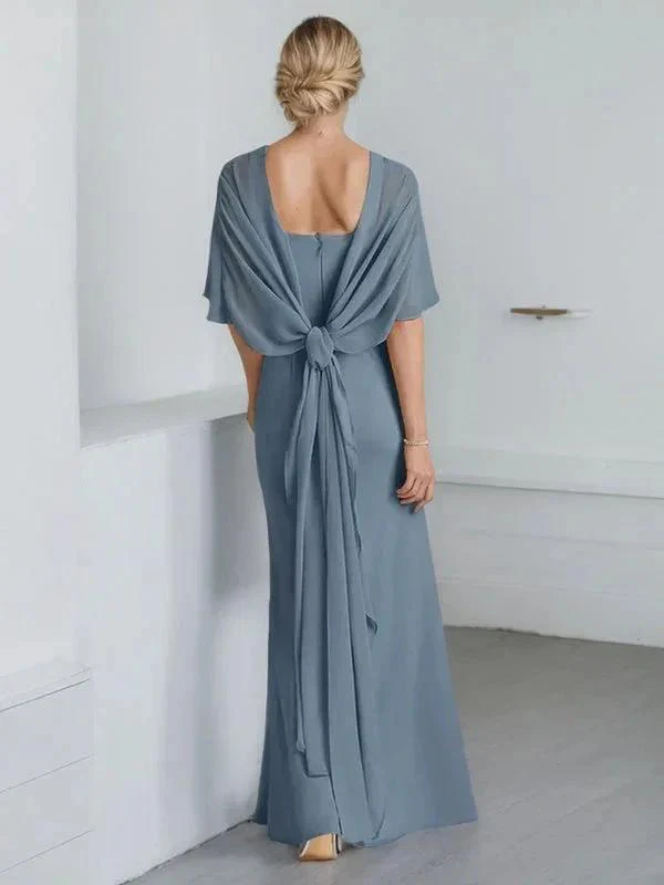 Sheath Scoop Floor-Length Chiffon Mother of the Bride Dress With Cascading Ruffles - Image 11