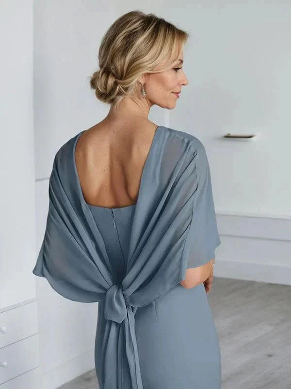 Sheath Scoop Floor-Length Chiffon Mother of the Bride Dress With Cascading Ruffles - Image 12