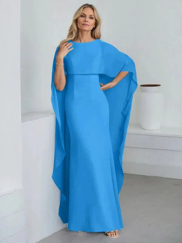 Sheath Scoop Floor-Length Chiffon Mother of the Bride Dress With Cascading Ruffles - Image 17