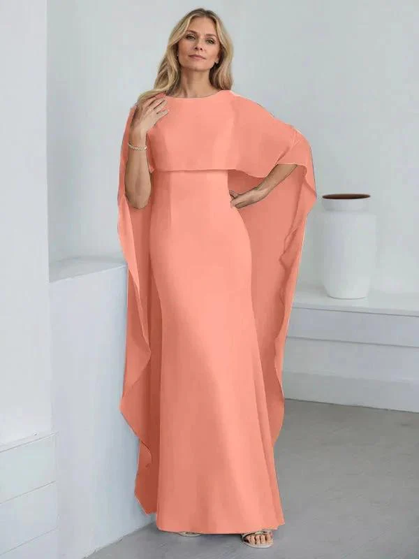 Sheath Scoop Floor-Length Chiffon Mother of the Bride Dress With Cascading Ruffles - Image 21