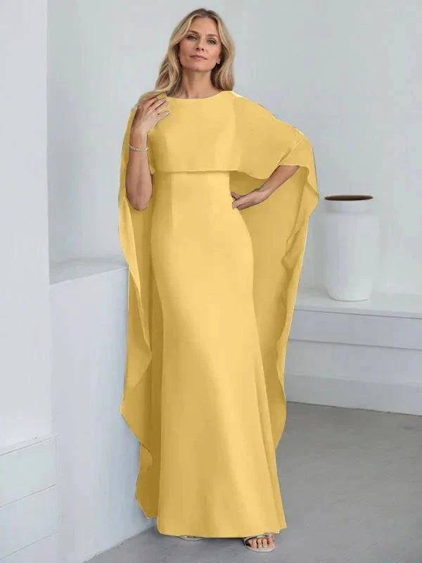 Sheath Scoop Floor-Length Chiffon Mother of the Bride Dress With Cascading Ruffles - Image 25