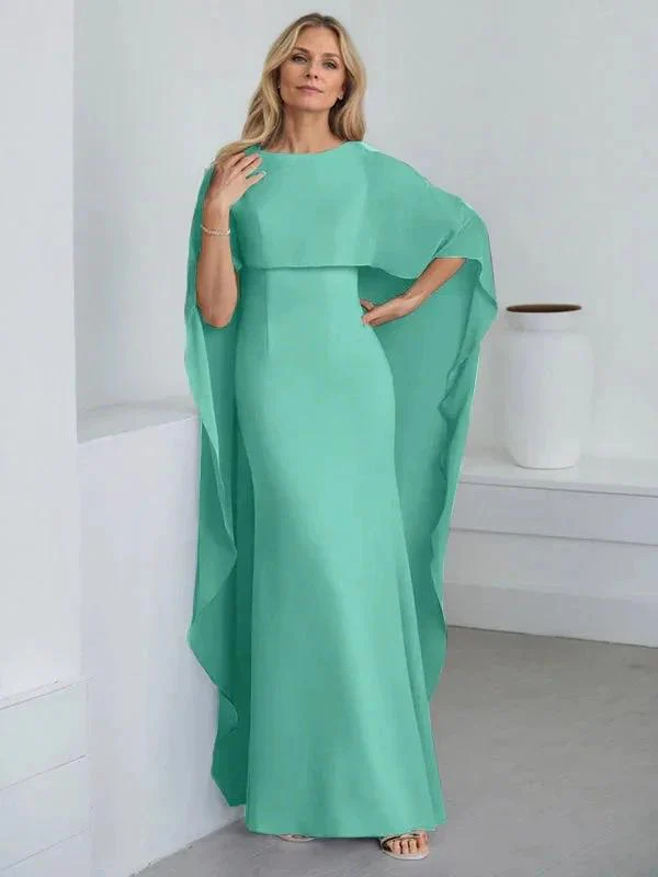 Sheath Scoop Floor-Length Chiffon Mother of the Bride Dress With Cascading Ruffles - Image 28