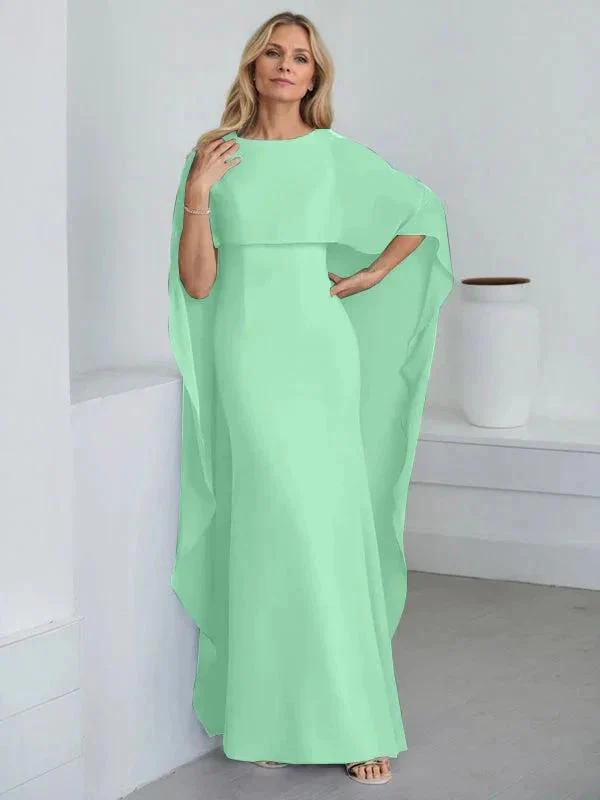 Sheath Scoop Floor-Length Chiffon Mother of the Bride Dress With Cascading Ruffles - Image 33
