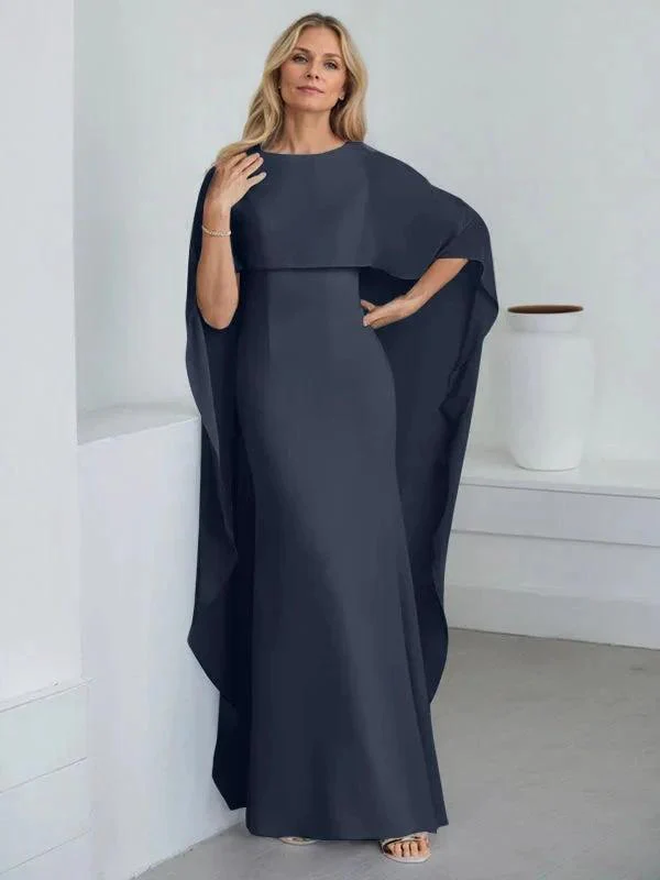 Sheath Scoop Floor-Length Chiffon Mother of the Bride Dress With Cascading Ruffles - Image 34