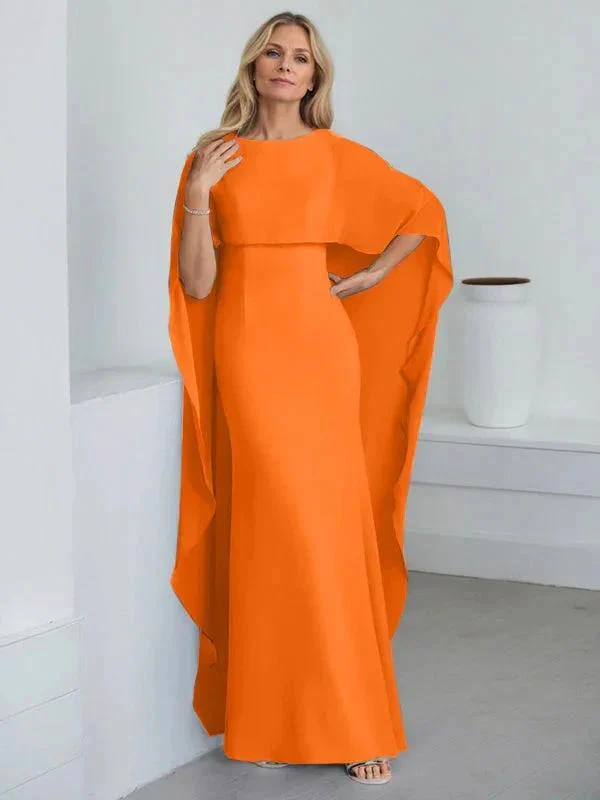Sheath Scoop Floor-Length Chiffon Mother of the Bride Dress With Cascading Ruffles - Image 36