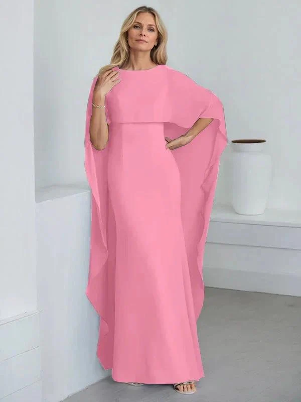 Sheath Scoop Floor-Length Chiffon Mother of the Bride Dress With Cascading Ruffles - Image 38