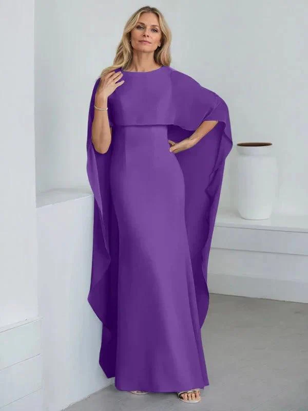 Sheath Scoop Floor-Length Chiffon Mother of the Bride Dress With Cascading Ruffles - Image 39