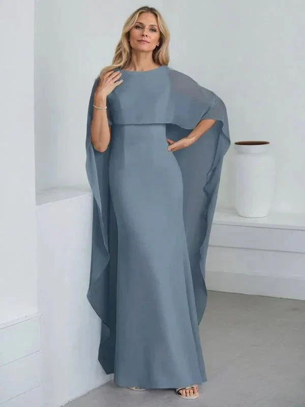 Sheath Scoop Floor-Length Chiffon Mother of the Bride Dress With Cascading Ruffles - Image 4