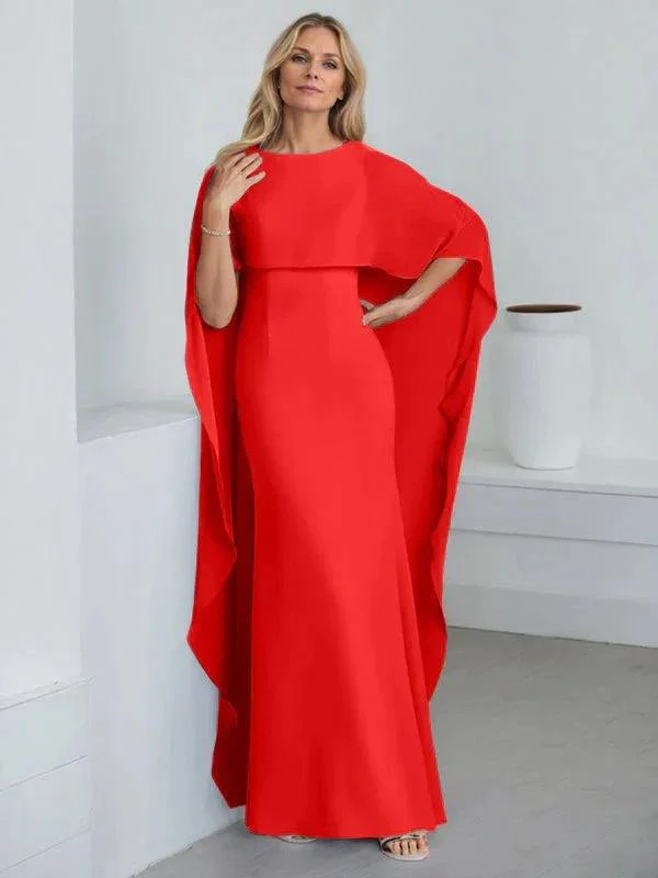Sheath Scoop Floor-Length Chiffon Mother of the Bride Dress With Cascading Ruffles - Image 40