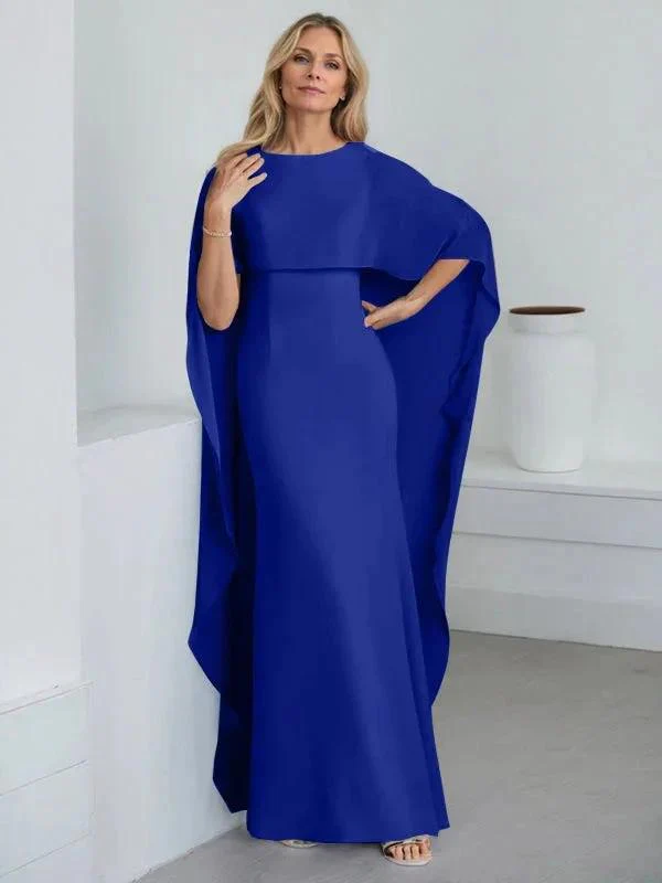 Sheath Scoop Floor-Length Chiffon Mother of the Bride Dress With Cascading Ruffles - Image 41