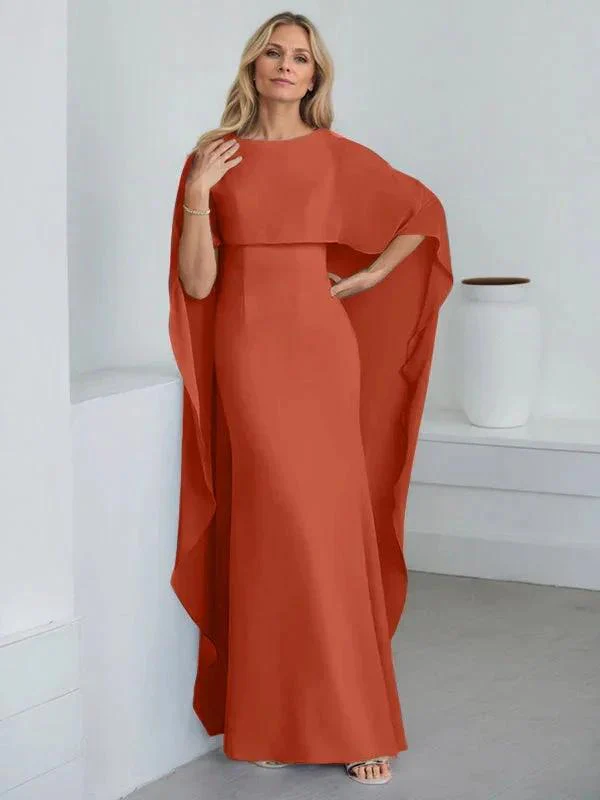 Sheath Scoop Floor-Length Chiffon Mother of the Bride Dress With Cascading Ruffles - Image 42