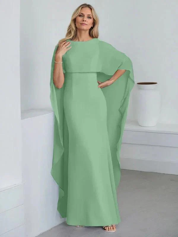Sheath Scoop Floor-Length Chiffon Mother of the Bride Dress With Cascading Ruffles - Image 43