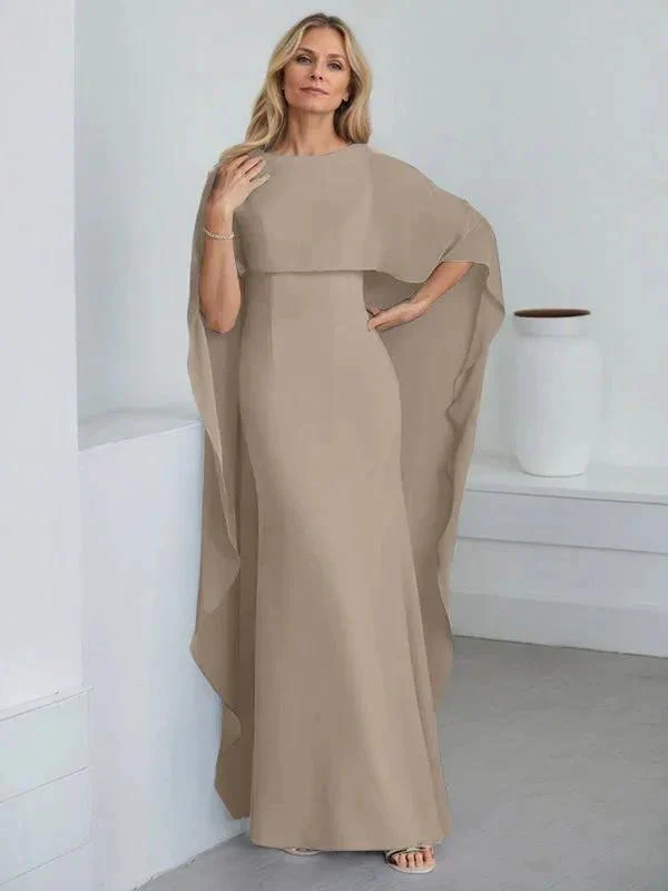 Sheath Scoop Floor-Length Chiffon Mother of the Bride Dress With Cascading Ruffles - Image 44