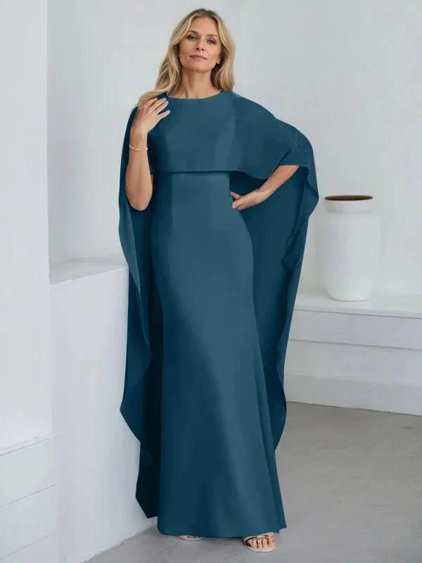 Sheath Scoop Floor-Length Chiffon Mother of the Bride Dress With Cascading Ruffles - Image 45