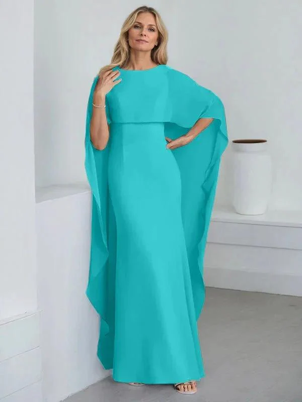 Sheath Scoop Floor-Length Chiffon Mother of the Bride Dress With Cascading Ruffles - Image 46