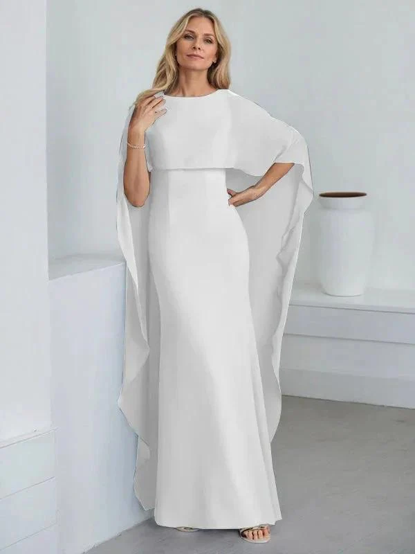 Sheath Scoop Floor-Length Chiffon Mother of the Bride Dress With Cascading Ruffles - Image 47