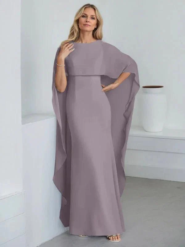Sheath Scoop Floor-Length Chiffon Mother of the Bride Dress With Cascading Ruffles - Image 49
