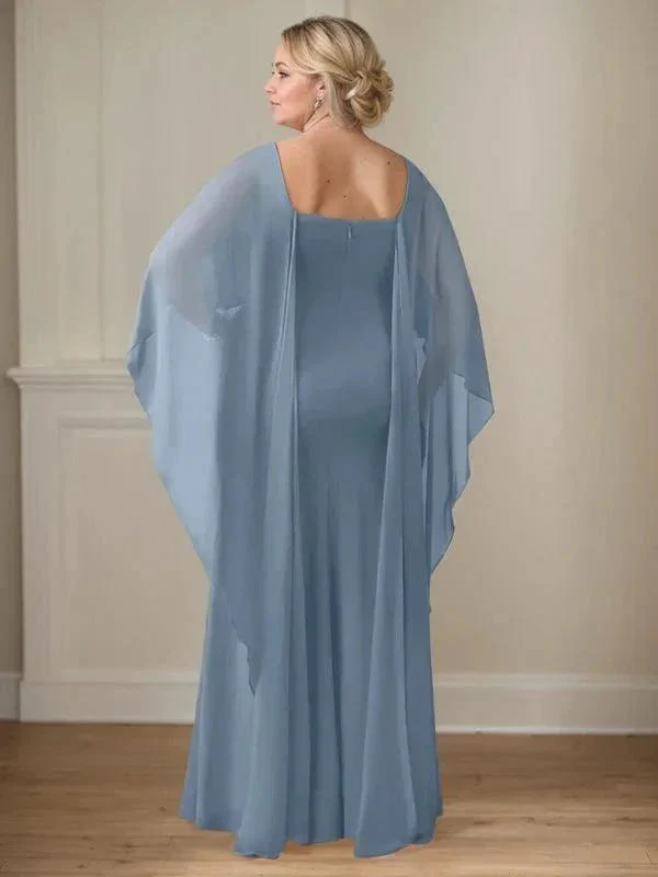 Sheath Scoop Floor-Length Chiffon Mother of the Bride Dress With Cascading Ruffles - Image 5