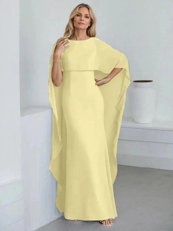 Sheath Scoop Floor-Length Chiffon Mother of the Bride Dress With Cascading Ruffles - Image 50