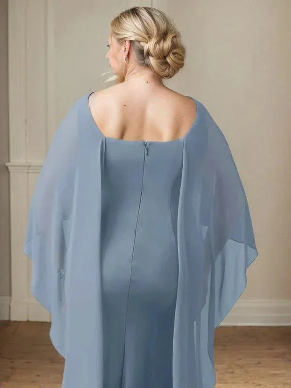 Sheath Scoop Floor-Length Chiffon Mother of the Bride Dress With Cascading Ruffles - Image 9