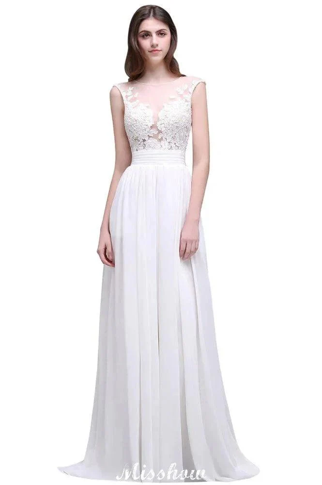Sheath Sheer Lace Chiffon Beach Wedding Dresses - Image 2