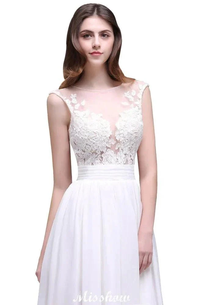 Sheath Sheer Lace Chiffon Beach Wedding Dresses - Image 3