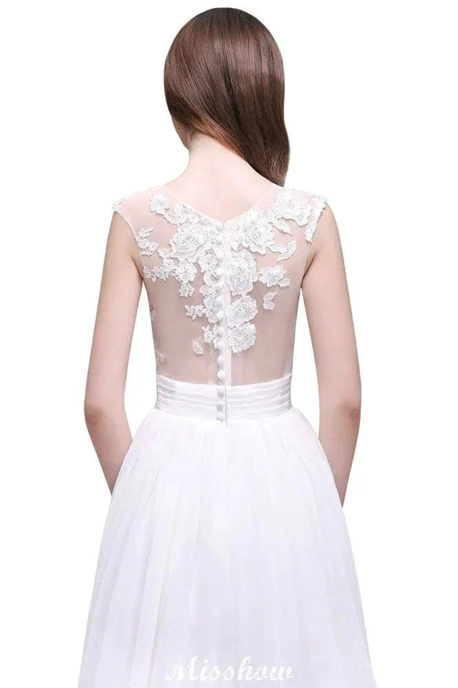 Sheath Sheer Lace Chiffon Beach Wedding Dresses - Image 5