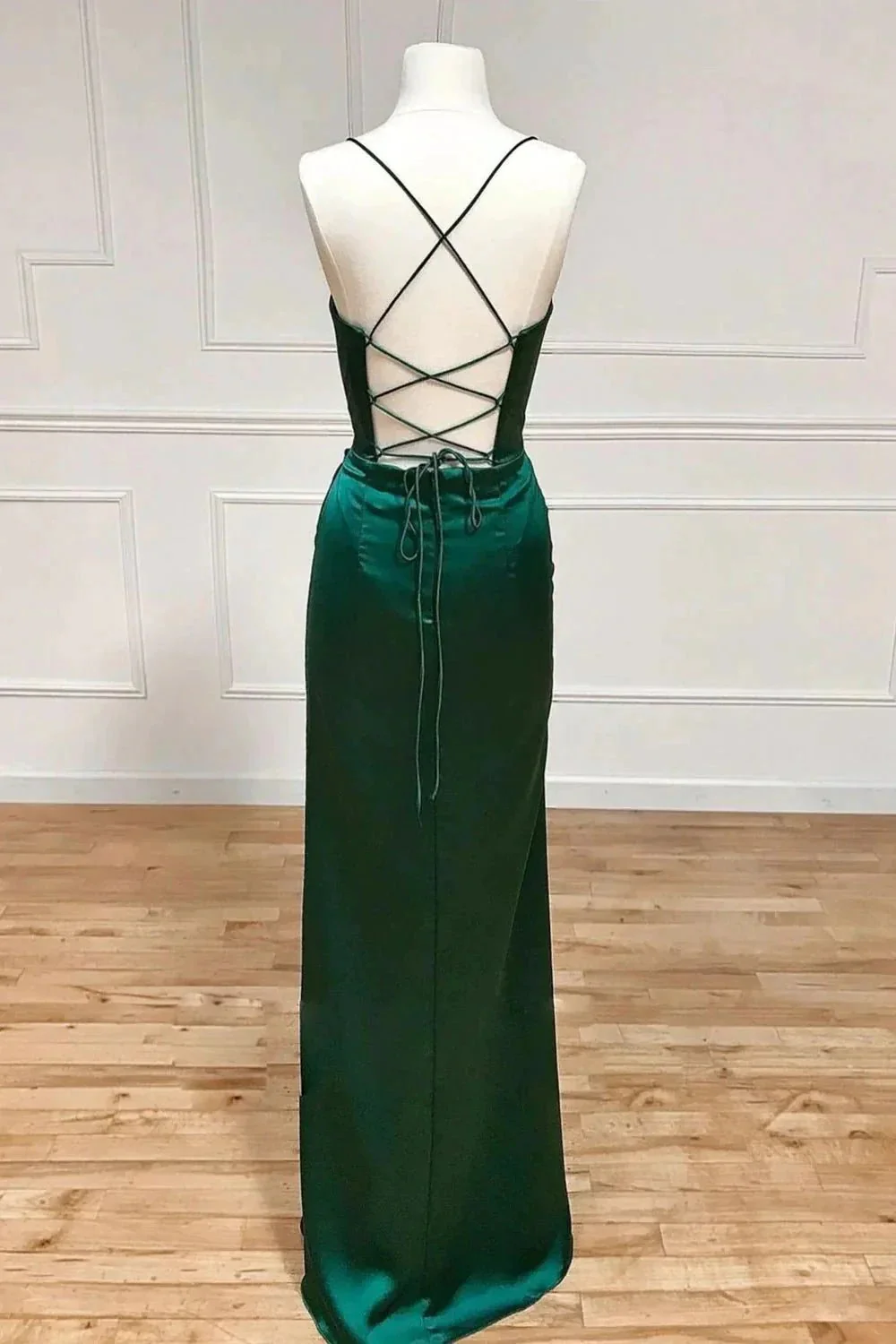 Lola |Sheath Spaghetti Straps Corset Satin Prom Dress with Split - Image 2