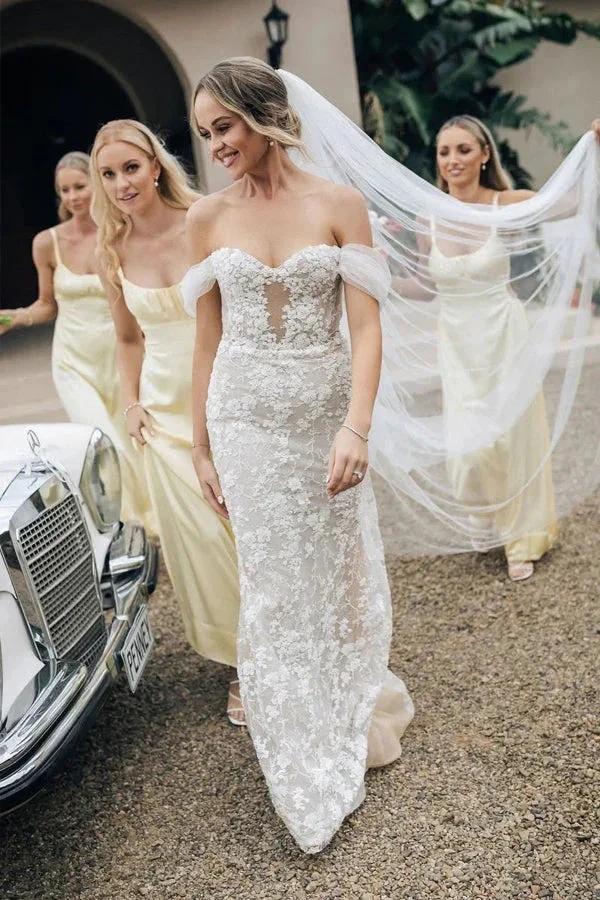 Sheath Spaghetti Straps Long Yellow Bridesmaid Dress BD132 - Image 4